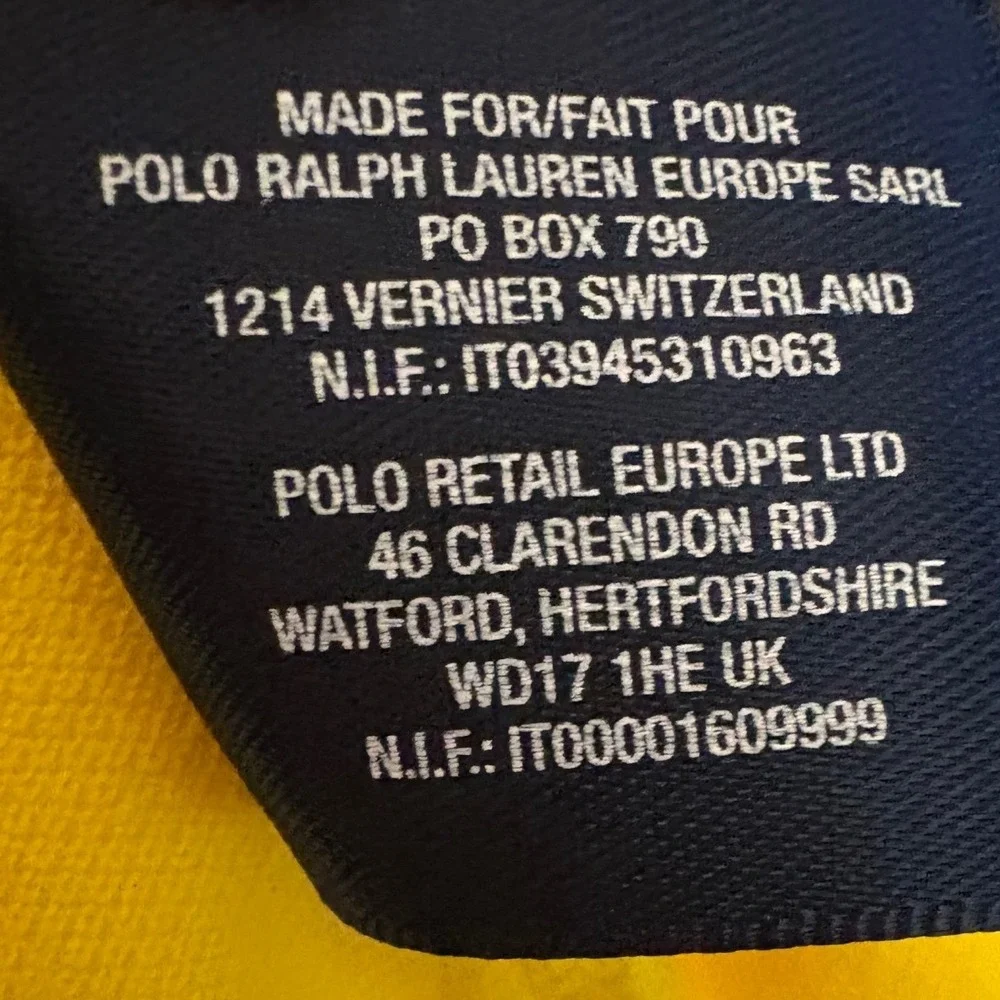 Polo Ralph Lauren Mens XL Yellow Short Sleeve Pique Polo Shirt Purple Pony Logo